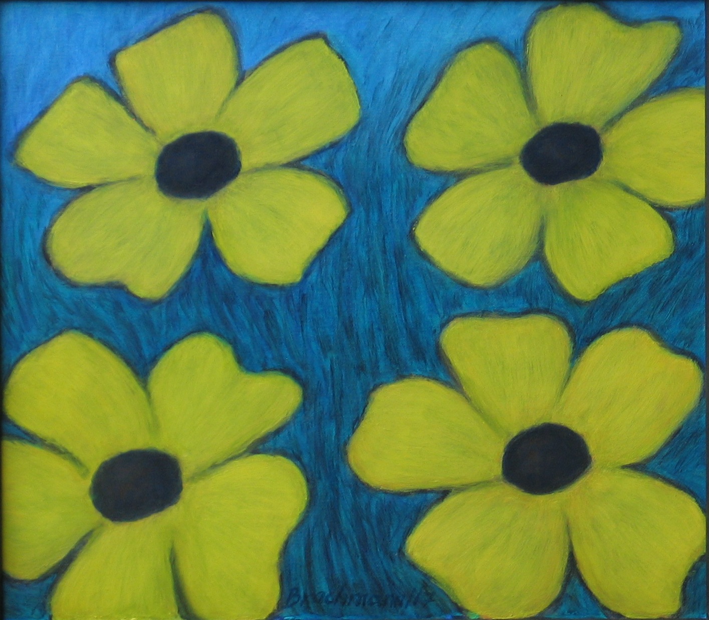 Gelbe Blumen, 2017, l auf Leinen, 35 x 40 cm, WV 573